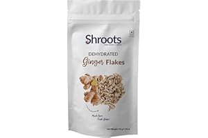 SHROOTS Dried Ginger Flakes – Gluten-Free, No Additives, Ready to Mix & Consume Sweet Hot & Spicy Dried Ginger Root Slices for Cooking, Tea, Smoothies, Baking & Wellness Remedies – 1.59 oz (Pack of 1)