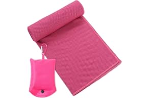 Feicuan Microfibre Towel for Gym Beach - 90x30cm/35.4"x11.8" Fast Drying Towels Compact with Storage Bag and Hook Cooling Towel Lightweight Absorbent for Sports, Swimming, Camping, Hiking, Rose