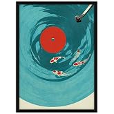 Modern Minimal Maximal İlistrasyon Soyut Bohem Ahşap &Ccedil;er&ccedil;eveli Tablo &Ccedil;er&ccedil;eveli Poster Ev Dekorasyonu Duvar Dekoru Siyah 30 x 