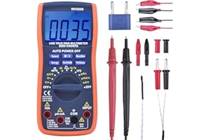 Kuman Multimètre Numérique True RMS 6000 Comptage Multimètre Manuel&Automatique de Gamme, Tension, Courant, Résistance, Température, Continuité, Capacité, Fréquence WH5000A