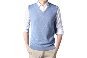 Duohropke West Herren Pullunder V-Ausschnitt Regular Fit Strickweste Ärmellose Winter Pulloverweste für Männer Business
