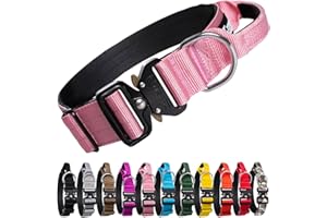 TSPRO Premium Dog Collar with Handle Thick Dog Collar Adjustable dog collar Heavy Duty Quick-Release Metal Buckle Dog Collar for Small or Medium to Extra Large dogs(L-Pink)