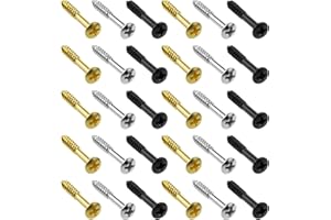 EMSea 60 szt. śrub montażowych Humbucker do większości pierścieni przetworników Humbucker, 2,5 x 18 mm, śruby otaczające do ramy odbioru, 20 szt., złote i 20 szt., czarne i 20 szt., srebrne