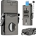 XIFEI Triple Jet Torch Lighter, 5-in-1 Men's Gift with Built-in Cigar Punch, Holder, Draw Enhancer, Foldable V-Cut Cutter, Windproof and Refillable (Gray)