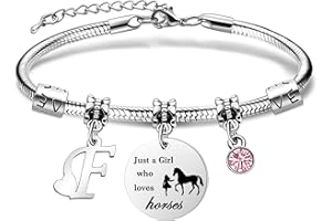 COEROW 26 Initial Letters Horse Bracelets Just A Girls Who Loves Horse Horse Bracelet for Women Girls