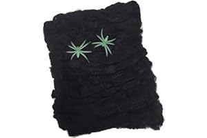 OXYN Ragnatela Nera 20g Realistica Flessibile Decorazione Rete con Finti Ragni Colorati per Feste Halloween Tema Addobbi Dolcetto Scherzetto Rimovibile Arredo Camera Sala Party da Esterno Interno