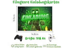 Vielucks 15 x Gaming Einladungskarten - DIN A6, Einladungskarten Kindergeburtstag Junge Mädchen, Gamer PARTY Karten Geburtstagseinladungen,Gaming Konsolen Zocker Party deko,Thema Partyspiel(MC)