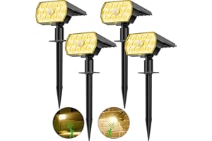 WENATY Solar Garden Lights, 48 LED Security Lights Outdoor Motion Sensor 3 Modes Solar Landscape Spotlights, 3000K Warm White Solar Powered Garden Lights IP65 Waterproof for Yard Pathway Wall Porch【4 Pack】