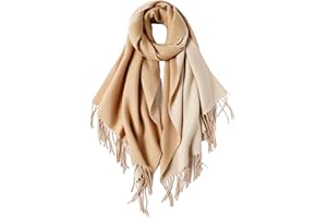 MaaMgic Echarpe Foulard Pashmina pour Femme Homme Automne Hiver Elégant Châle Étole Double Couleurs avec Franges Touché Soyeux pour Mariage Party Soiree