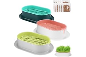 PCXWTLN Cat Grass Planter Tray, 3Pack Catnip Cat Grass Box Grass Planter Plastic Soil Free Cat Plant Planting Box Plant Bowls for Cat Grass and Other Pets