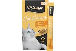 Miamor - Cat Snack (kremowa) | Przekąska do rozpieszczania dorosłych kotów. Karma uzupełniająca w porcjowanym woreczku bez cukru i sztucznych dodatków | 11 x 6 x 15 g kurczaka i sera