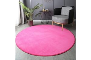 GIBZ Tappeti Rotondo Velluto Corallo Morbido Solido Tappetino Lavabile Bambini Memory Foam per Salotto Camera da Letto, Rosa, 200×200cm