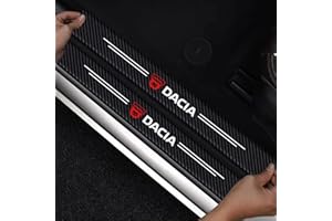 RIDGOEL 4 Piezas Pegatinas Protector de Umbral de Puerta para Dacia Duster Sandero Spring Logan, Decoración para Estribos de Coche de Fibra de Carbono con Logotipo C