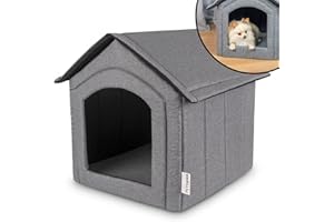 Petsona Caseta del Perro Perrera Plegable con Techo Desmontable Casa del Perro Cama Cueva del Gato Cama para Mascotas Tamaño M, Gris