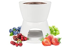FONYET Service à fondue au chocolat en céramique avec bougeoir pour bougie chauffe-plat, tasse à fondue au chocolat, fromage, fondue, dîner de famille, dessert, pique-nique, fête d'anniversaire