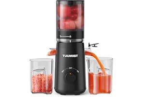 ‎TUUMIIST TUUMIIST Entsafter‚ Slow Juicer mit 135MM Extra Großem Einfüllschacht, Entsafter Gemüse und Obst Testsieger anwendbar Ganzes Obst und Gemüse, Leicht zu Reinigen, Hohe Saftausbeute, BPA-Frei, Schwarz