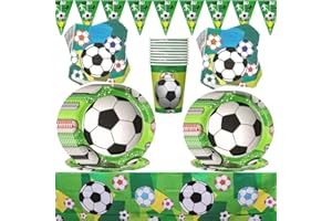 LKNBIF Football decoration, 52 PCS Football Party Supplies Including Football Tablecloth, Plates, Napkins, Banner, Football theme Birthday Decorations for Football Themed Birthday Party.