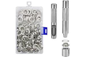 Verktygssats med öljetter, 12 mm (1/2 tum), öljetter, brickor, öljetttång, set, 100 stycken, öljettjusteringsverktyg och 100