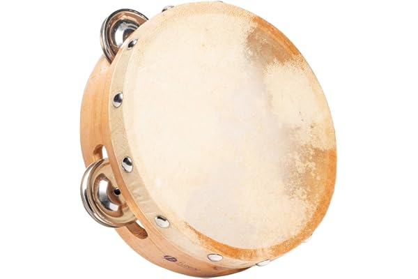 Fuzeau – Tambourin Peau Naturelle Ø15 Cm – Léger, Solide Et Facile À Jouer – Cerclage Bois Avec 4 Paires De Cymbalettes – Véritable Instrument Musique D’Éveil Rythmique – Enfant Dès 3 Ans – Réf. 593