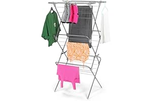 Taylor & Brown Supreme 3 Tier Clothes Airer – Foldable Laundry Drying Rack with 27m Drying Space, Sure Grip Non-Slip Feet, Compact Clothes Horse for Indoor & Outdoor Drying