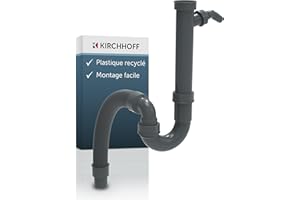 Kirchhoff Eco-Save 98836549 Flexible Siphon d'évier de Cuisine en Plastique recyclé avec raccord pour Machine à Laver ou Lave-Vaisselle, Gris