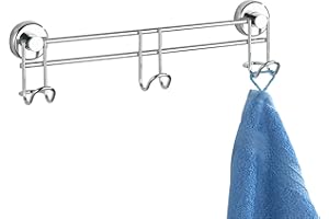 WENKO 18524100 Power-Loc Hakenleiste 3 Haken Sion - Befestigen ohne bohren, Stahl, 31 x 8.5 x 5 cm, Chrom