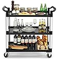 GiantexUK 3 Tier Service Cart, Large Kitchen Storage Trolley with Lockable Wheels and Ergonomic Handles, Rolling Utility Carts for Dining Room