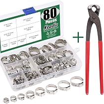 150 Stück Edelstahl Einohr-Schlauchschellen Sortiment Mit Zange - 8 Größen 6–23,5 Mm, Für Auto & Haushalt
