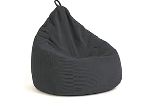 chilly pilley® Puf de Pana con Relleno de EPS - cojín de Asiento, cojín de Juego, Muchos Colores, 85x125 Negro