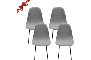 Jaotto Housse de Chaise Scandinave Lot de 4, Housse de Chaise de Salle à Manger Scandinaves Extensible,Jacquard Diagonal Couverture de Chaise Élastique Universel pour Décoration de Maison,Gris Pâle