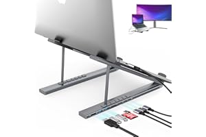 CABLEGLAXAY BHHB Support Ordinateur Portable, 7 in 1 Station d'accueil avec 4K@30Hz HDMI,USBC PD3.0 100W Max, USBC Gen1 5Gbps, 2 USB3.0, TF/SD, Support PC Portable pour MacBook et Ordinateur Portable 9~17”