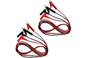 RUNCCI-YUN 4 piezas cables de prueba de multímetro, conector banana en ángulo recto a pinzas de cocodrilo, cables de prueba suaves para Multimetro Digital pruebas eléctricas 1 m