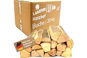 Landree Kaminholz Buche 20 kg für Kamin, Kaminofen, Lagerfeuer, Feuerschale und Ofen, 30 cm Scheitlänge, kammergetrocknet, Holz, Brennholz, Wood vom Familien-Holzhof aus Schleswig Holstein