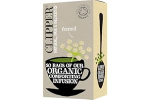 CLIPPER NATURAL, FAIR & DELICIOUS Clipper Organic Fennel Tea Bags | 20 Infusion Teabags | Pure Caffeine Free Tea for Home or Office | Eco-Conscious Herbal Tea Bags | Natural, Unbleached, Plant-Based & Biodegradable in Heat Sealed Bags
