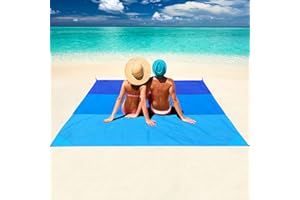 Kaket Wasserdichte und sanddichte Picknickdecke, leichte Stranddecke, extra groß, 210 x 200 cm, faltbare Strandmatte für Picknick, Strand, Wandern, Camping, Reisen (blau)