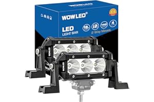 WOWLED High-End 4 Inch 18W LED Work Light Bars - Flood Beam Pods, Off Road Driving Fog Waterproof Lights for SUV ATV UTV 4x4 Pickup Truck Jeep Boat Car 12V 24V