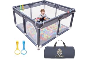 EveryKip® Laufstall Baby 120x120 cm, Laufgitter Baby mit atmungsaktivem Netz, Baby Laufstall mit Reißverschlusstür, Kinder Laufgitter, Inklusive Tragetasche und Griffringen