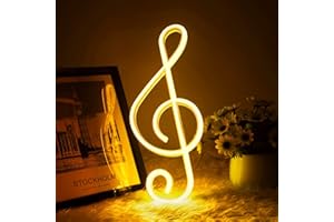 AOOTE Music Note Neon Signs, Música USB Neón Iluminación, Neon Lights para la Decoración de la Pared, LED Neón Signos, Batería o Luces de Neón Operadas por USB, para Bar Estudio de Música, Luz Cálida
