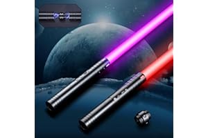 MOZKETO19 Laserschwert Kinder, USB-C Lade Lichtschwert Kinder, RGB 15 Farben 2 in 1 Lichtschwert, Duell Lightsaber mit 4 Modi, Metallgriff Lichtschwerter, Laser Schwert Kinder und Erwachsene Licht schwerter 2PC