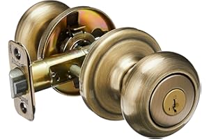 Kwikset Juno Entry Knob Featuring SmartKey in Antique Brass