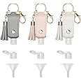 3PCS 30ml Refillable Bottle Keychain Portable Bottle Reusable Travel Bottle with PU Leather Cover, Funnels, Hook for Outdoor Trip Shopping School (Mori)