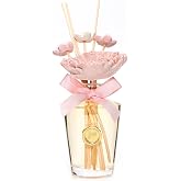 MİSSİ 130 ml Pembe &Ccedil;i&ccedil;ek Seramik Taş Bambu &Ccedil;ubuklu Garden Rose-Pudra Oda Kokusu