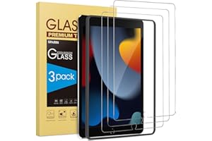 SPARIN Protector Pantalla compatible con iPad 9 Generación y iPad 8 / iPad 7 Generación, 3 Piezas Cristal Templado iPad 10.2 2021/2020/ 2019 con marco de alineación, Vidrio Templado 10,2 Pulgadas