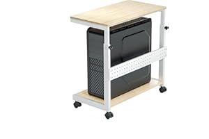 EUREKA ERGONOMIC Support Tour PC Réglable, Support de Chariot Mobile réglable avec roulettes verrouillables, Adapté À La Plupart des PC, Couleur érable