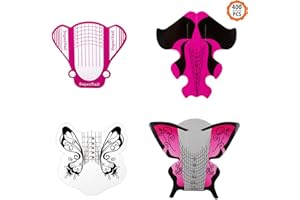 Jubaopen 400pcs Cartine Unghie Gel di Ricostruzione Cartine Unghie Professionali Carta Unghie Allungamento Passione Cartine Nail Art a Forma di Farfalla Rossa -4 Modello