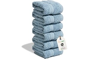 nice homeit Juego de 6 Toallas de 30 x 30 cm – Toallas de Cara y Invitados 100% algodón – para Manos, Maquillaje, Cocina, hogar y Viajes (Azul)