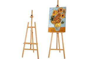 ‎VISWIN VISWIN A-Rahmen Staffelei Holz Groß, 145-193cm H, Hält Leinwand bis zu 109cm, Höhenverstellbare Buchenholz Dreibein Staffelei Groß, Leinwand Ständer für Malen, Hochzeit, Künstler, Erwachsene, Anfänger