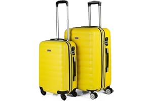 ITACA - Maletas de Viaje Juego Maletas 4 Ruedas - Juego de Maletas de Viaje - Juego Maletas de Viaje Ligeras. Candado de combinacion, Amarillo