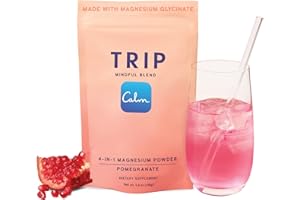 TRIP Magnesium Glycinate Powder - 7,500MG Magnesium per Pack with L-Theanine & Lion’s Mane, Delicious Pomegranate Orange Blossom Flavour, Sugar Free, 1 Pack - 30 Drink Mix Servings