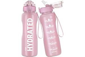 Gohippos Water Bottle, 500ML/800ML/1000ML/2L Sports Water Bottle with Straw and Time Markings, Motivational Drinks Bottle to Stay Hydrated, Tritan, BPA Free, Leakproof, for Gym School Office(1 Bottle)